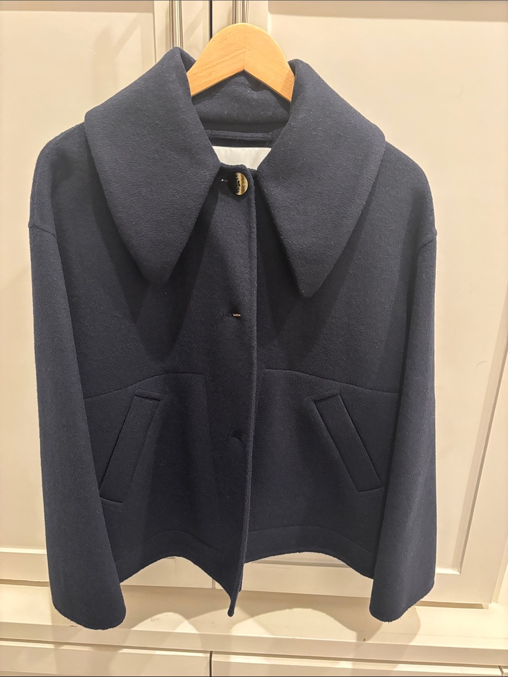 GANNI Classic Navy Wool Blend Women's Jacket 38